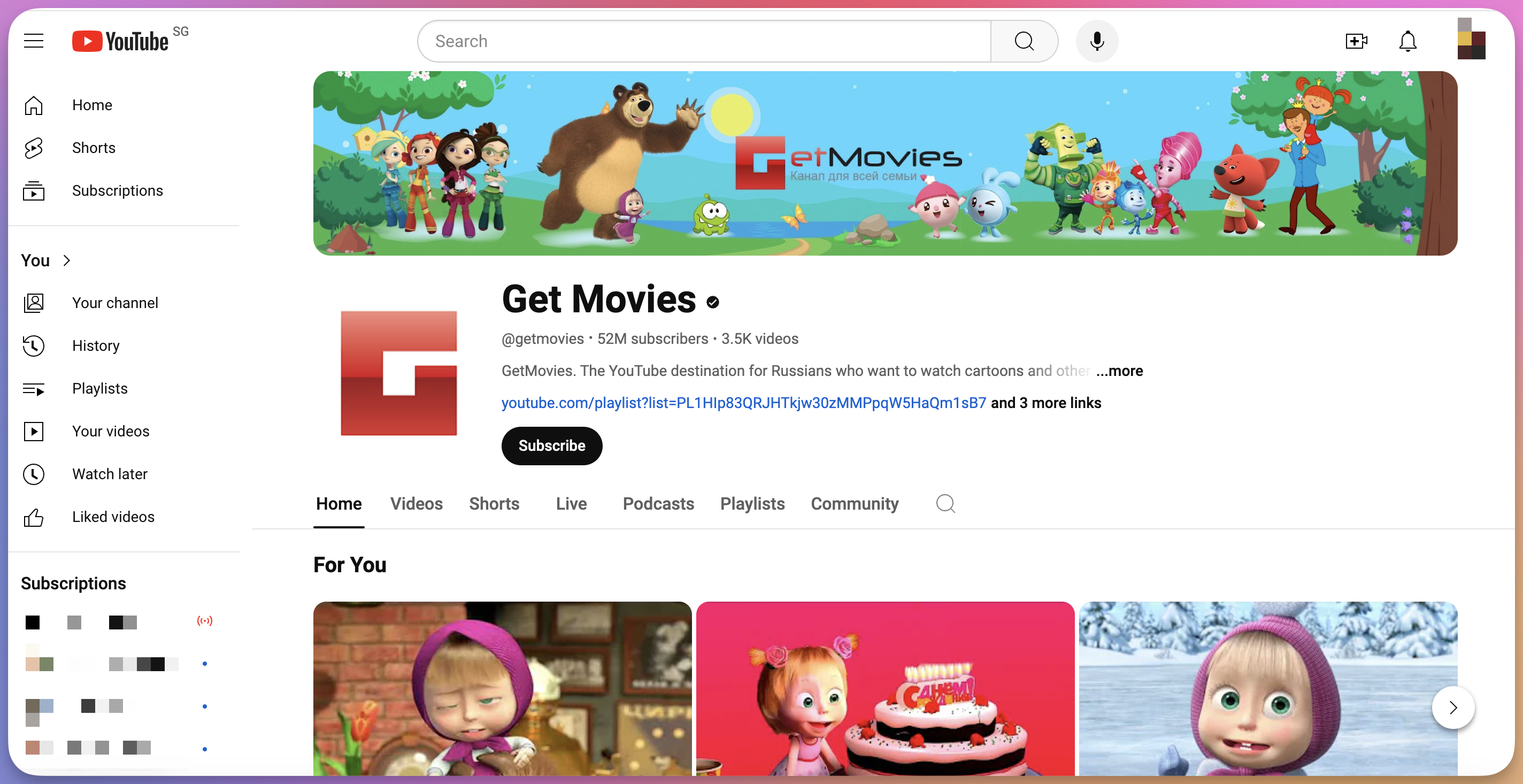 Youtube Getmovies 频道截图