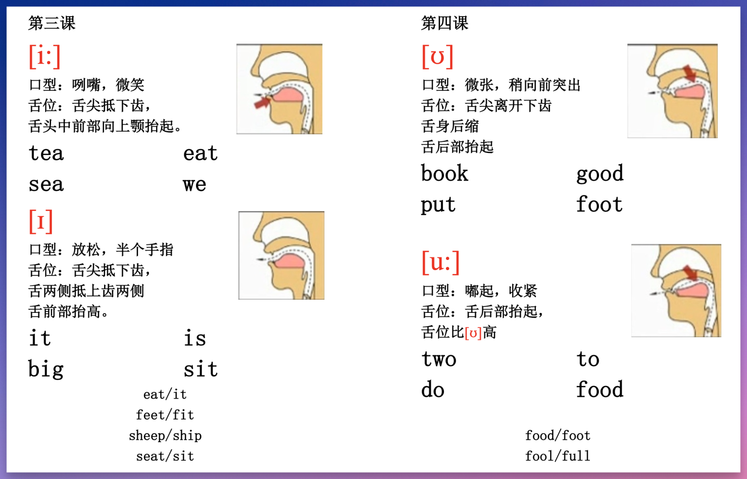 48 个国际音标口型舌位图 PDF 文档下载
