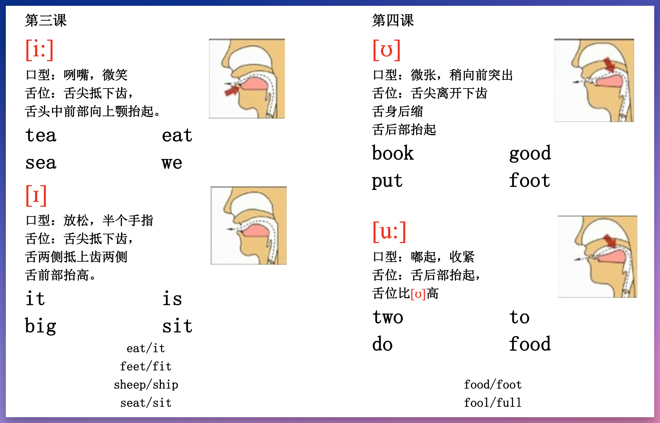 48 个国际音标口型舌位图 PDF 文档下载