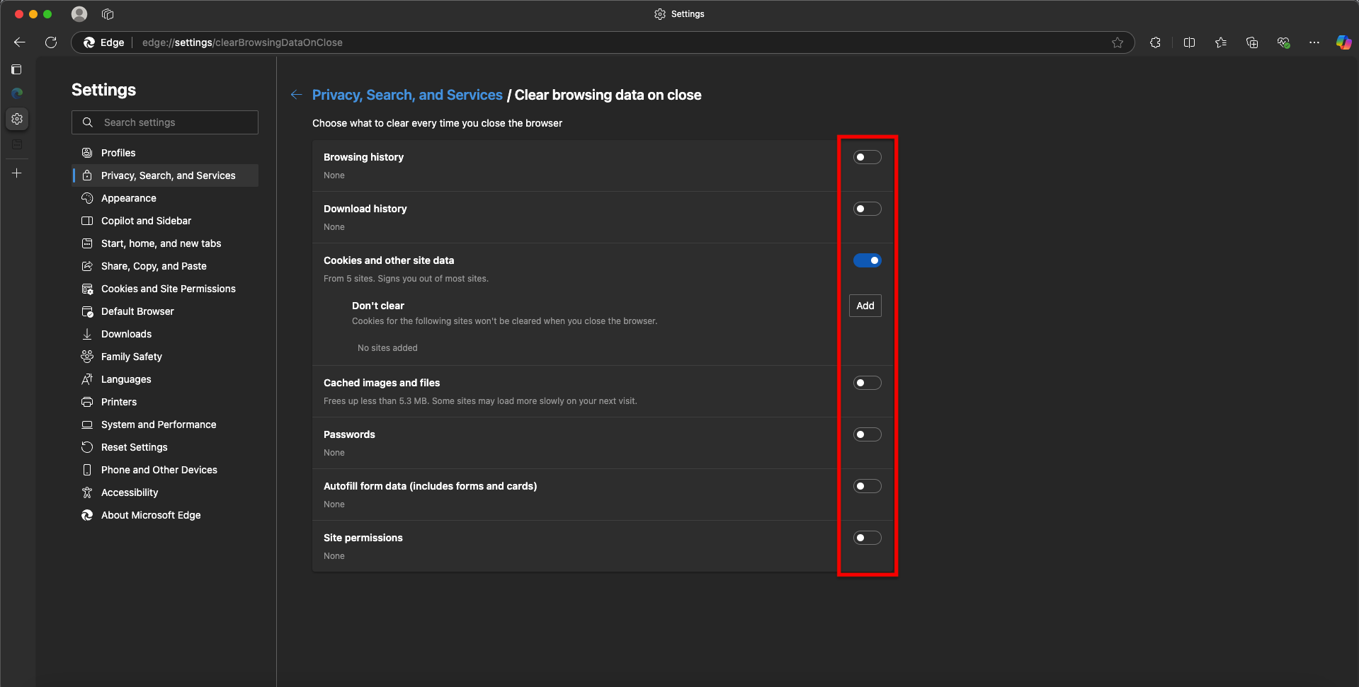 How to set up Edge to automatically delete cookies-4