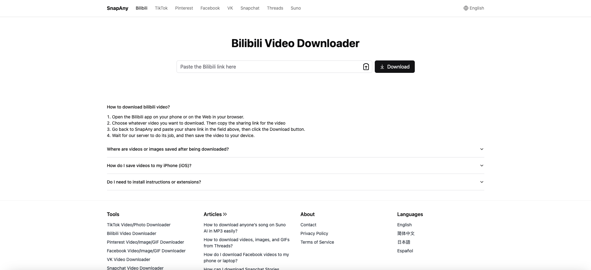 SnapAny - Bilibili Video Downloader