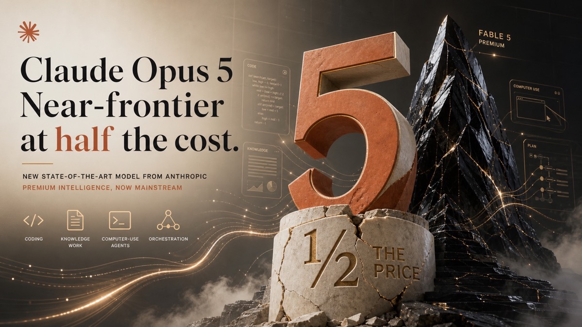 Claude Opus 5以更低成本逼近Fable 5前沿能力的概念图