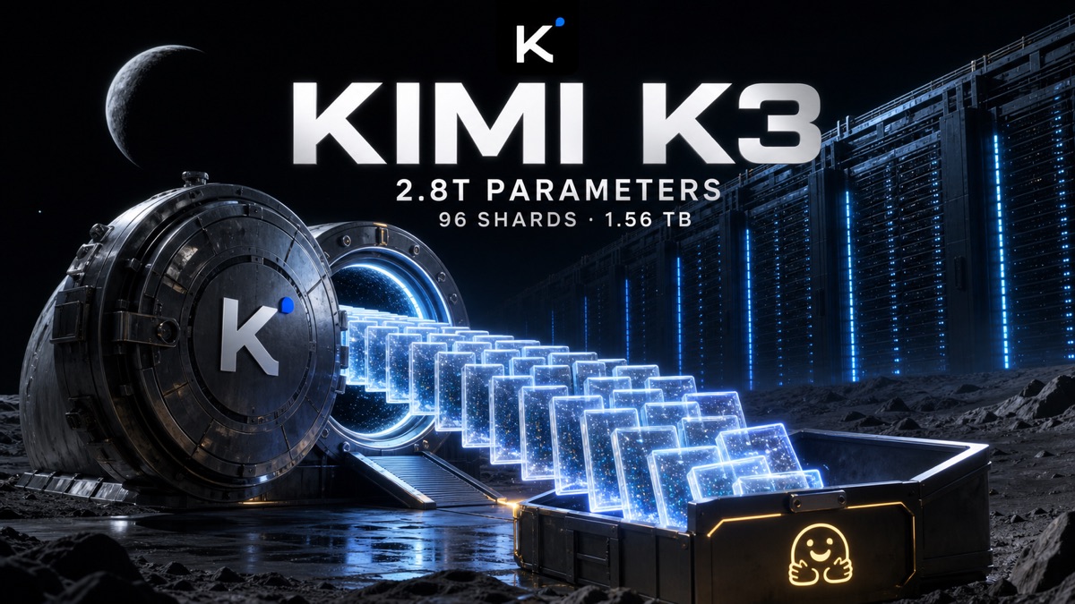 Kimi K3开放2.8万亿参数权重与96个模型分片的新闻概念图