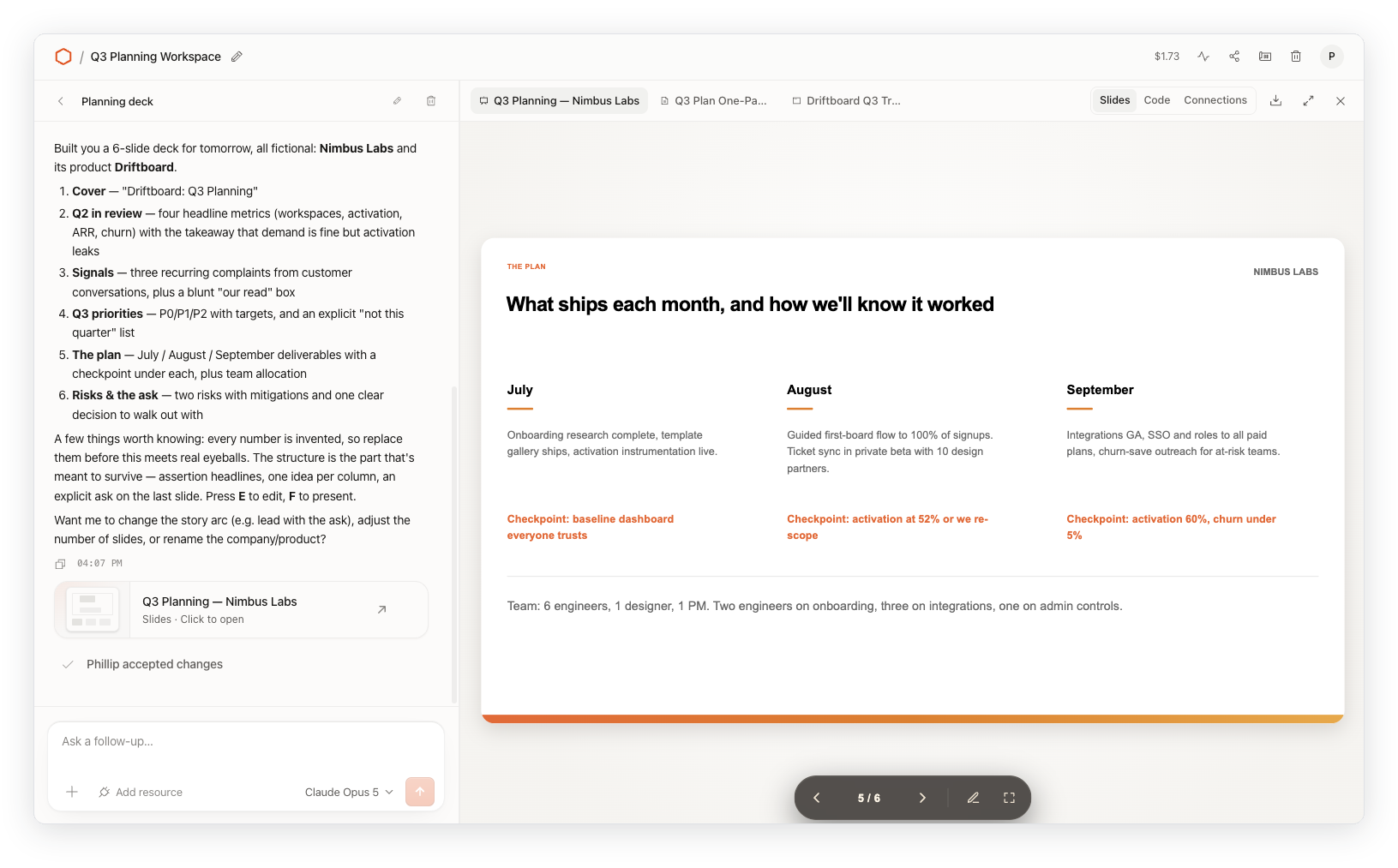 Cloudflare OS Q3 规划工作区与 AI 生成的演示文稿