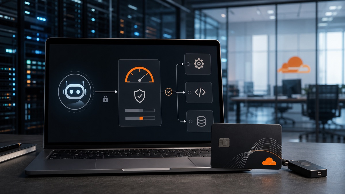 Cloudflare Wallets让AI智能体在互联网服务之间自主支付的写实新闻概念图